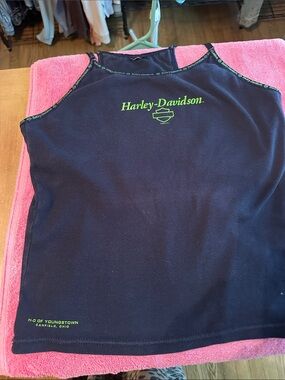 Harley-Davidson Black Tank Top with Neon Green Logo